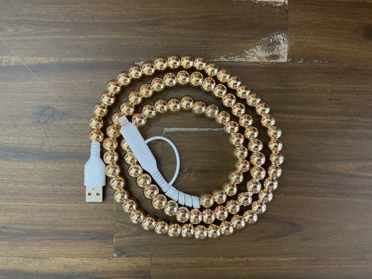D Gold Beaded Cord Phone Charger