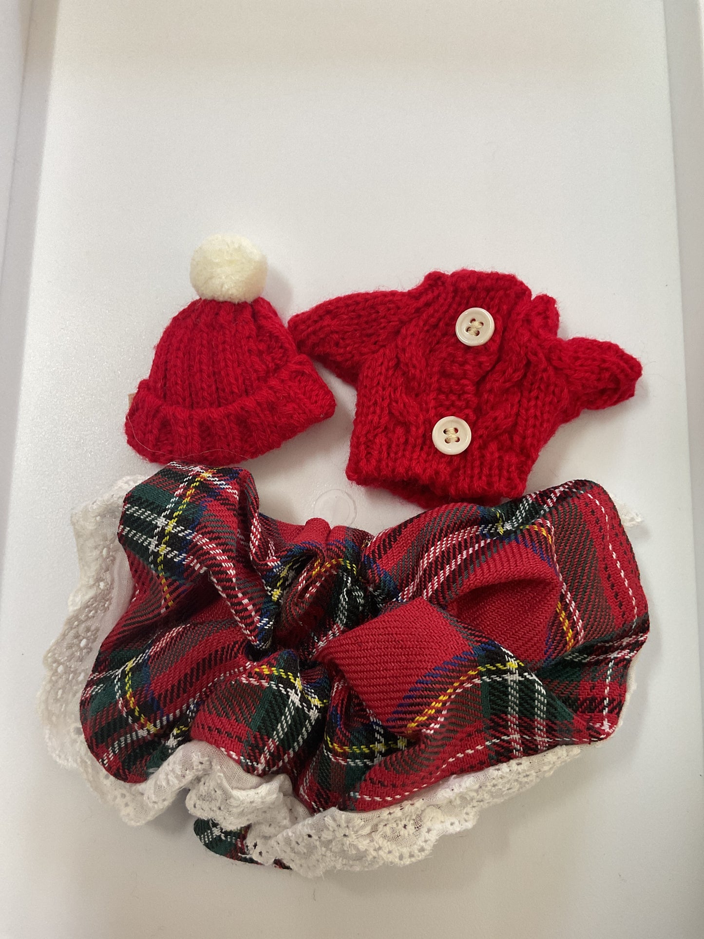 Mini Monster Knit Top Plaid Skirt Outfit