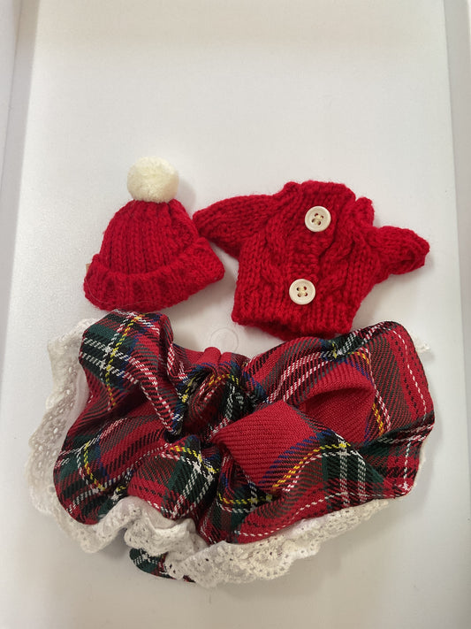 Mini Monster Knit Top Plaid Skirt Outfit