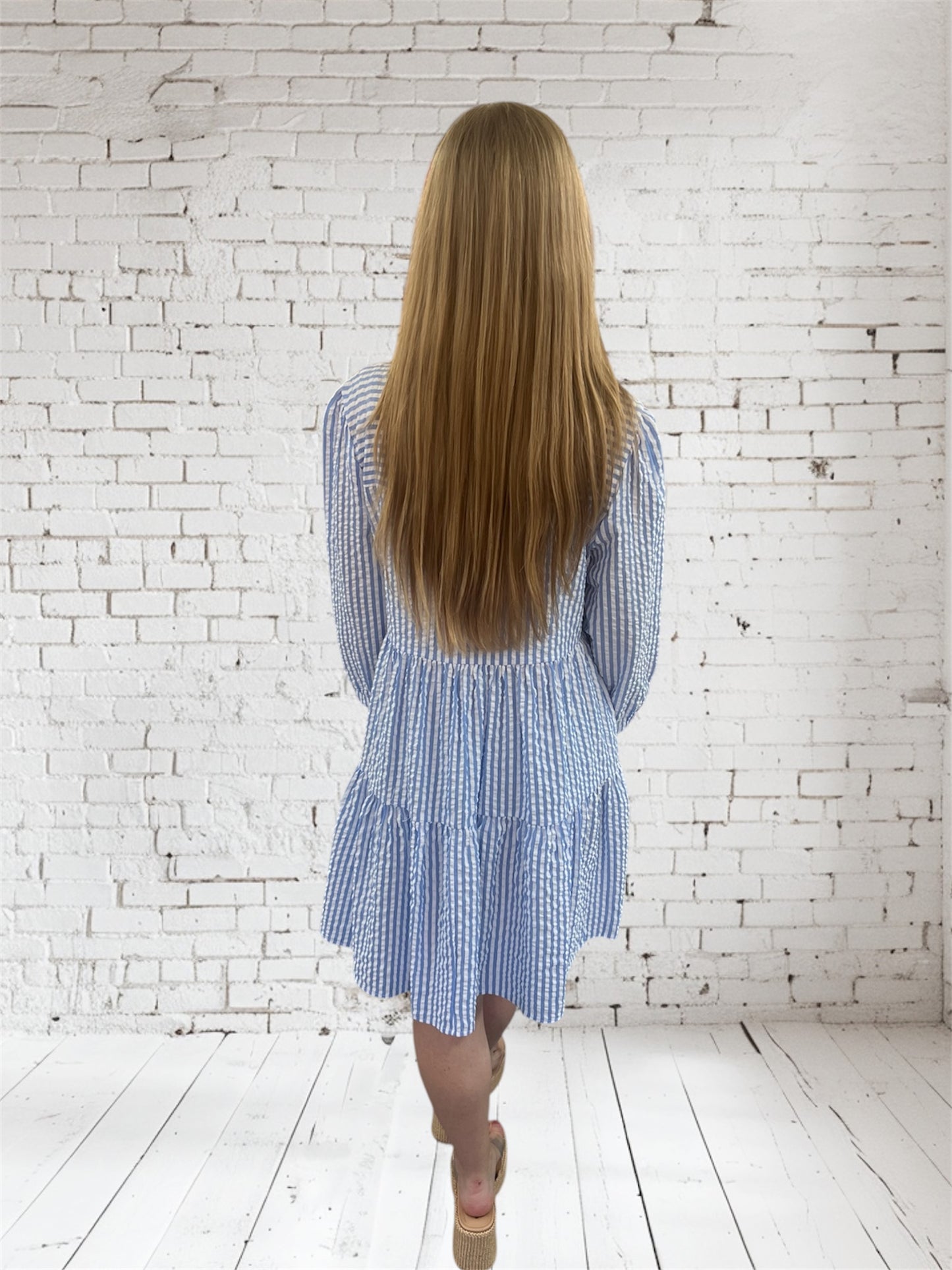 Blue Pinstriped Dress