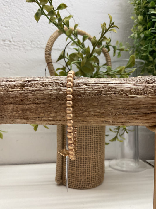 Small Matte Gold Beaded Bracelet