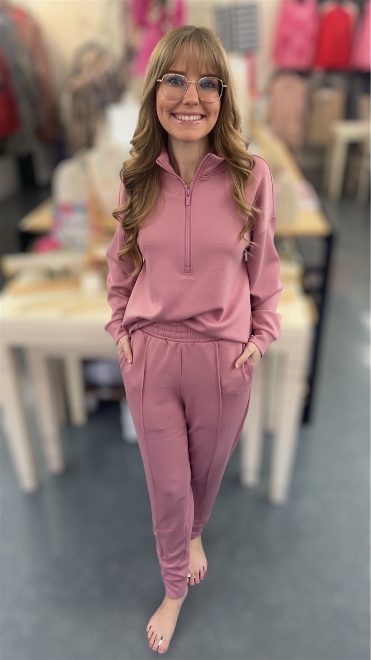 Rosewood Haven Quarter-Zip Lounge Set
