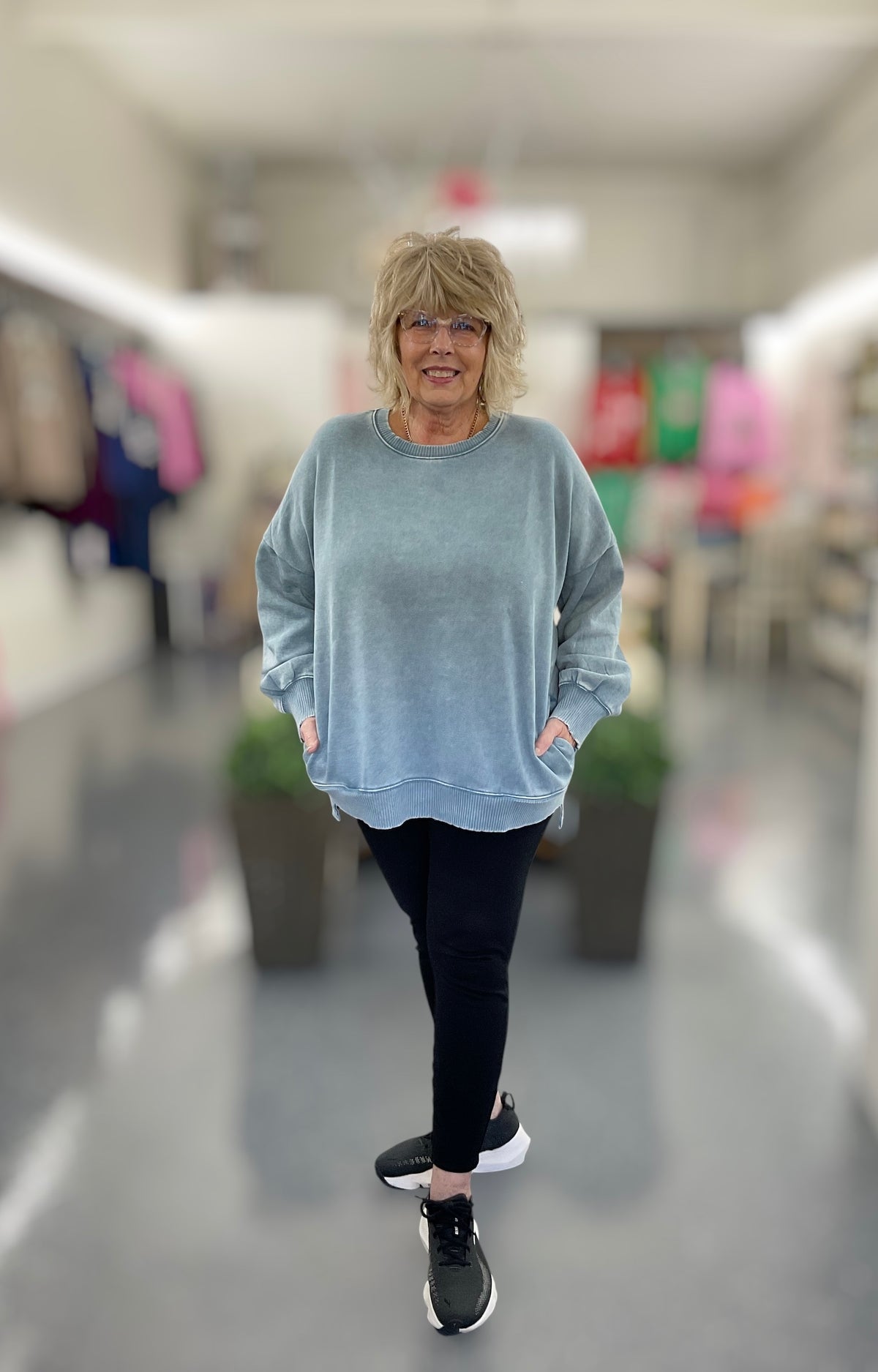 Hi low Sweatshirt Blue Grey