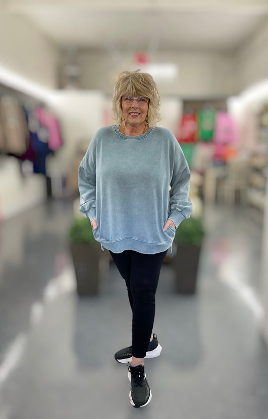 Hi low Sweatshirt Blue Grey