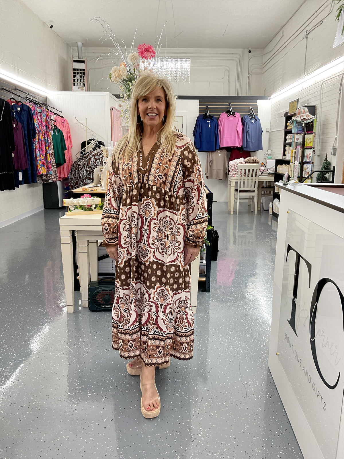 Bohemian Medallion Print Maxi Dress