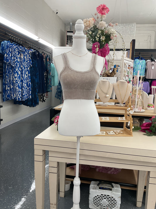 Mocha Ribbed Sports Bra