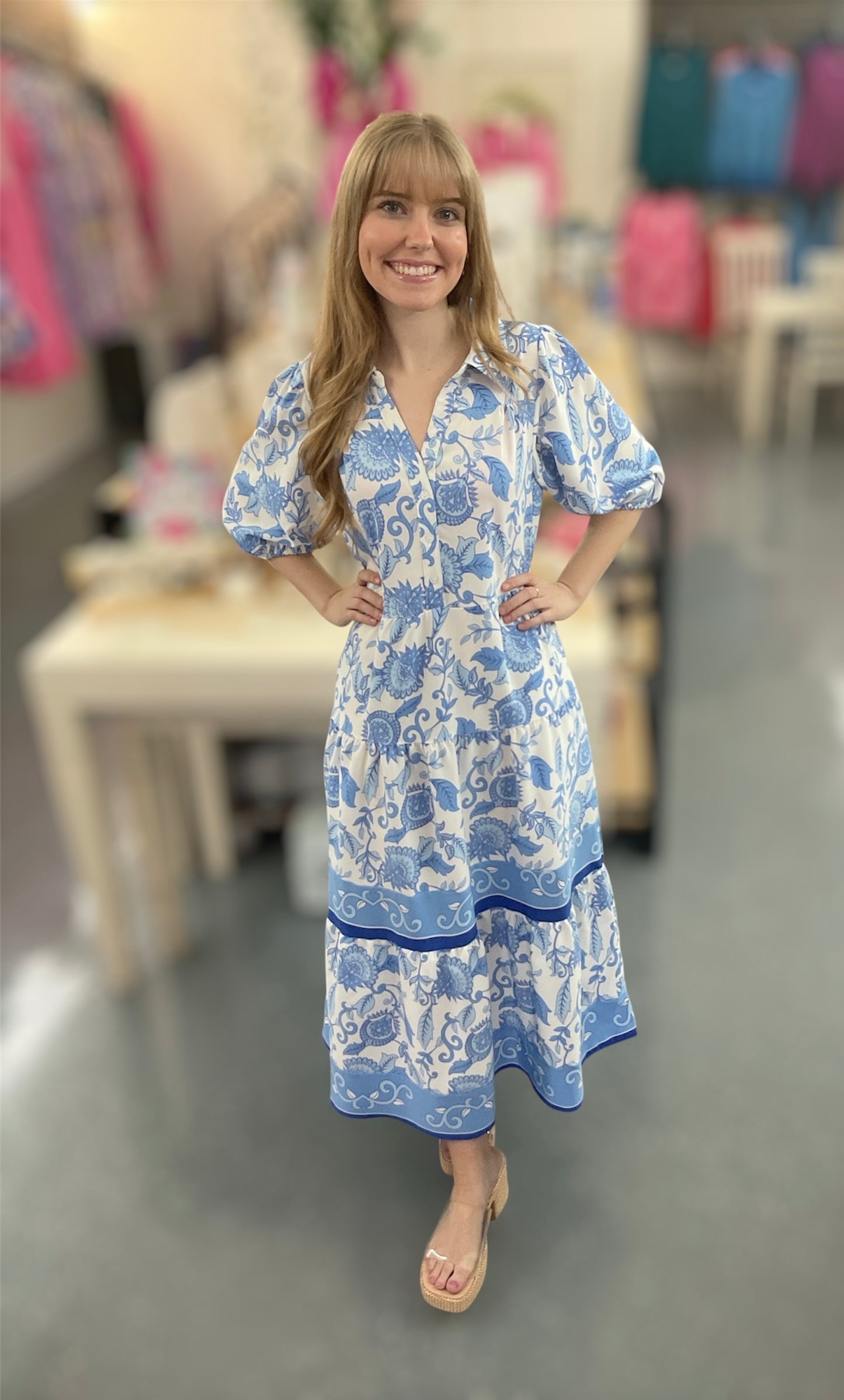 MS Blue Porcelain Vine Dress