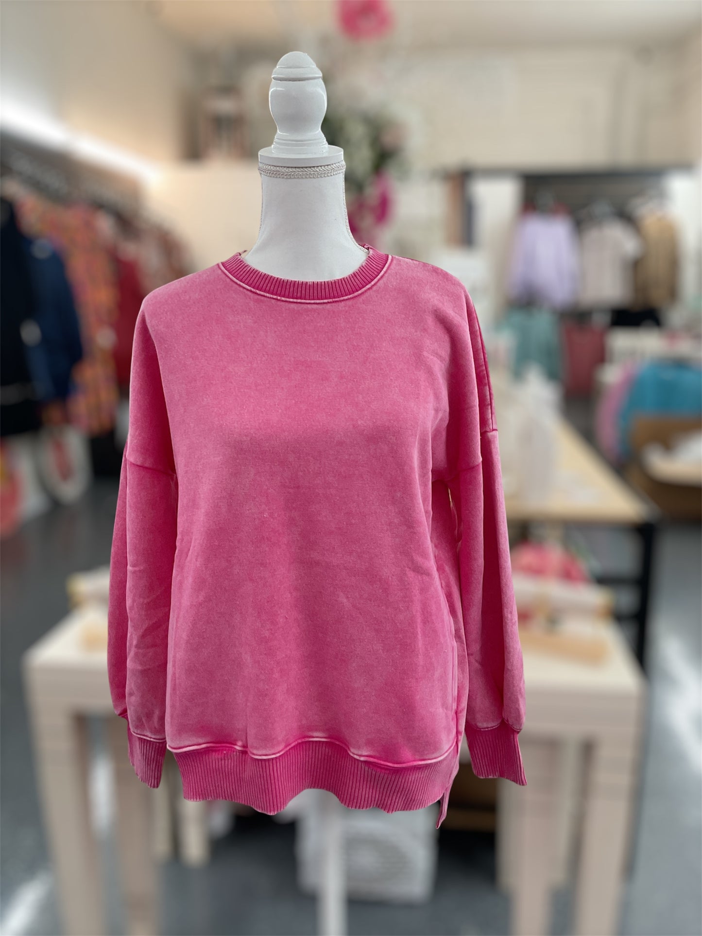 Hi Low Sweatshirt Hot Pink