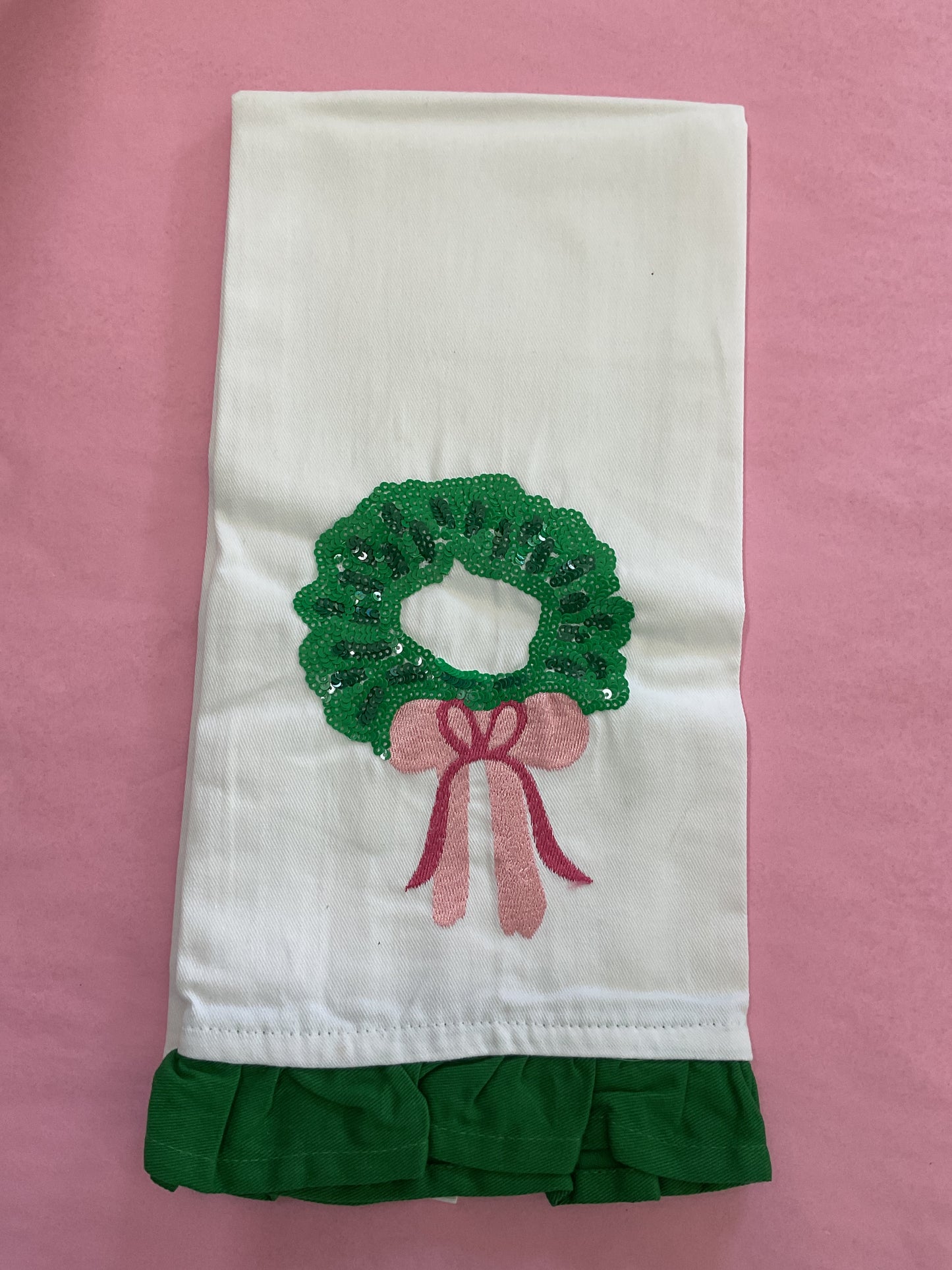 Sequin Wreath Tea Towel