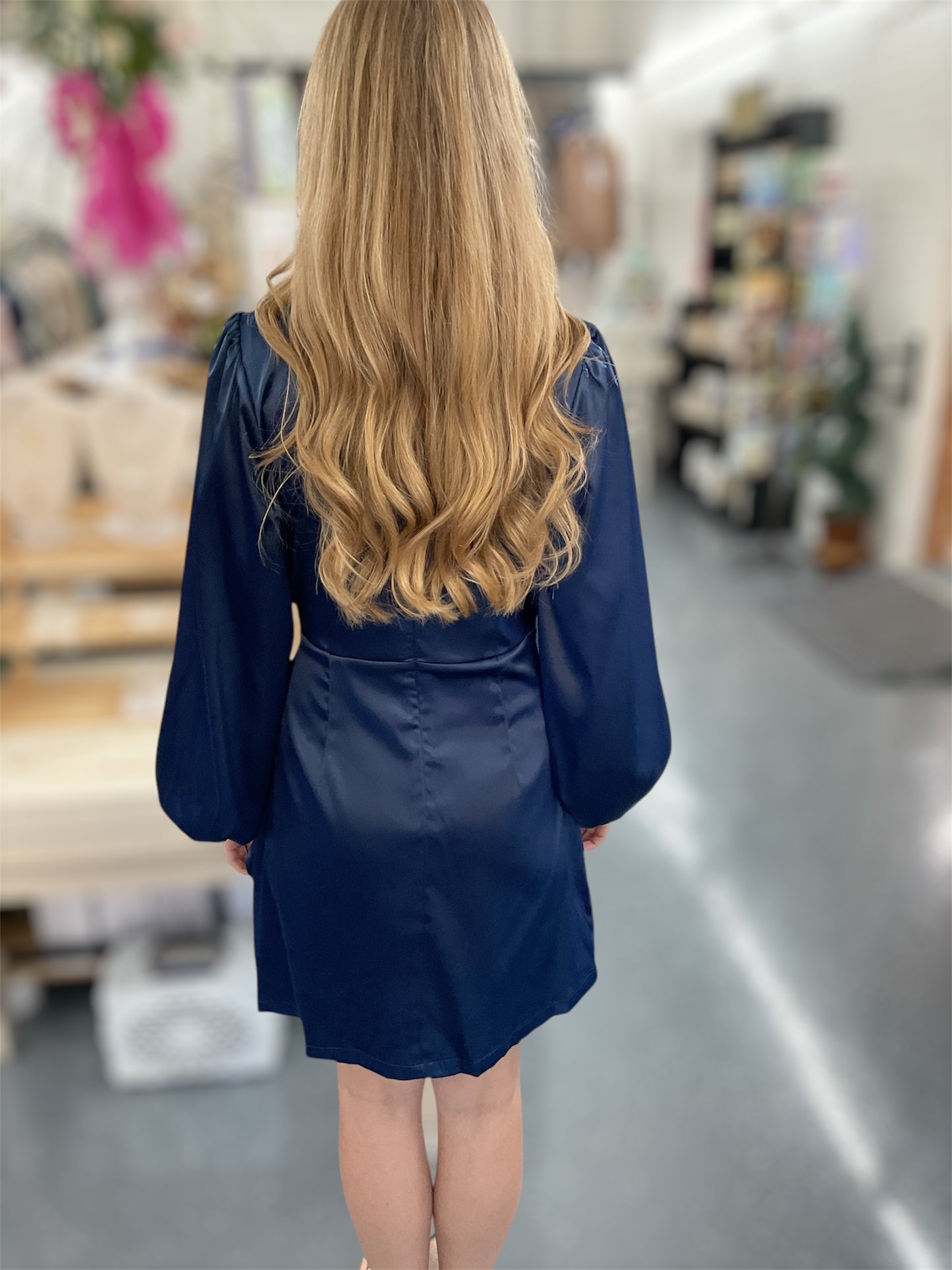 Midnight Bow Satin Dress