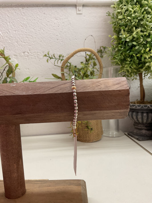 BL 4mm Silver Beaded Bracelet