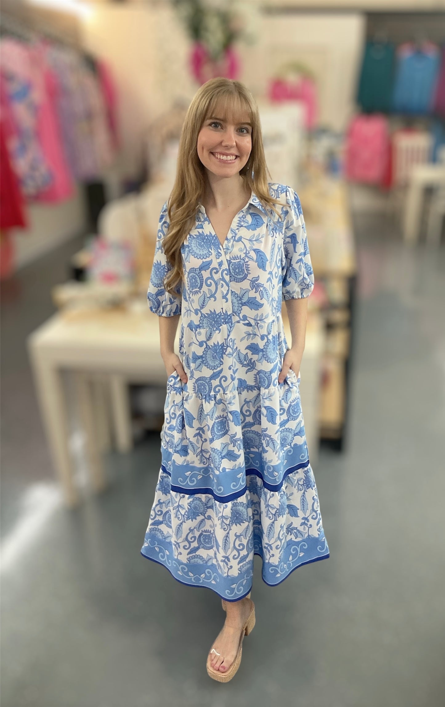 MS Blue Porcelain Vine Dress