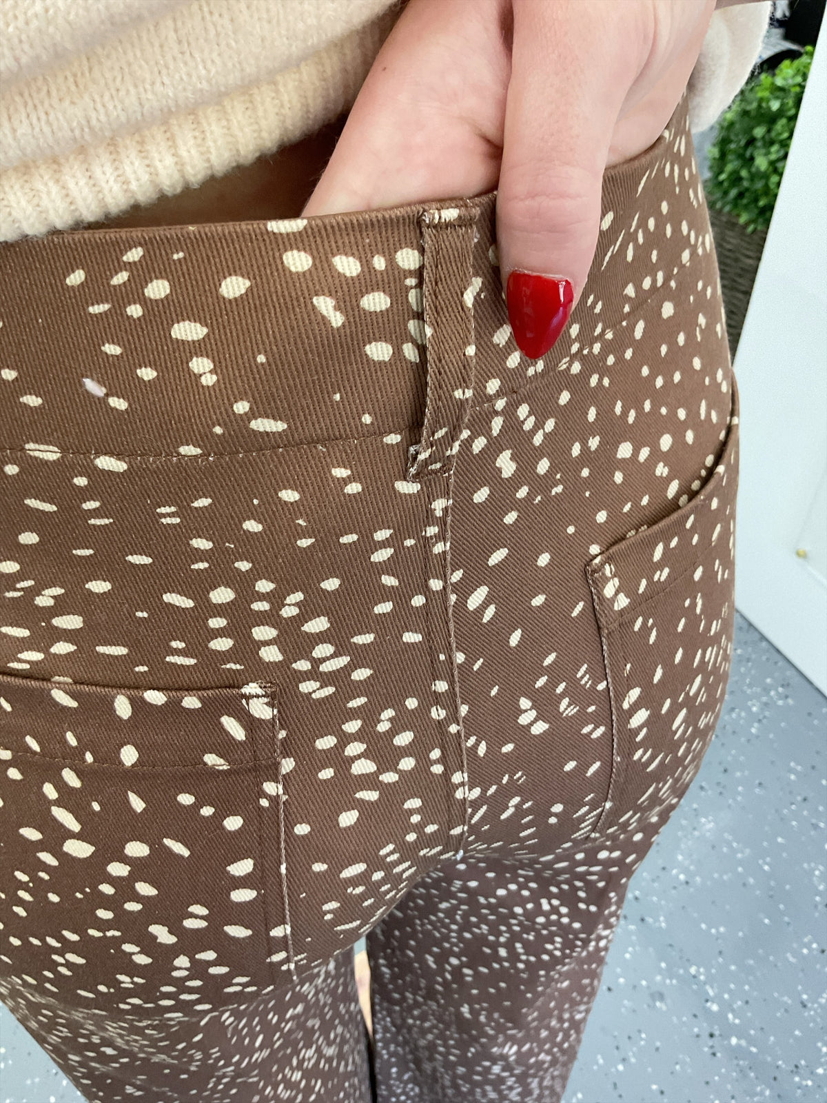 Speckled Print Cropped Wide Leg Pants