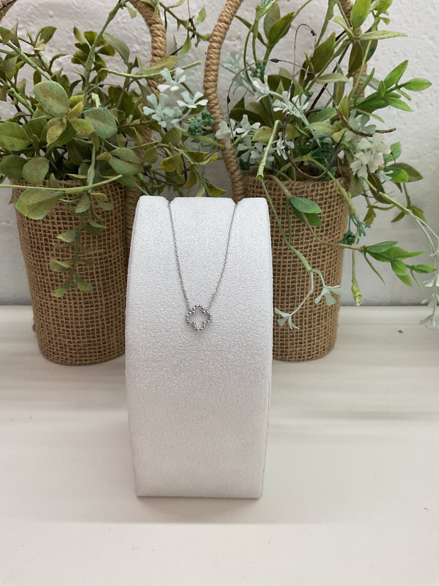 White Gold Plated Clover