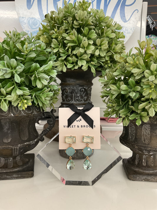V&B Crystal Drop Earrings Mint