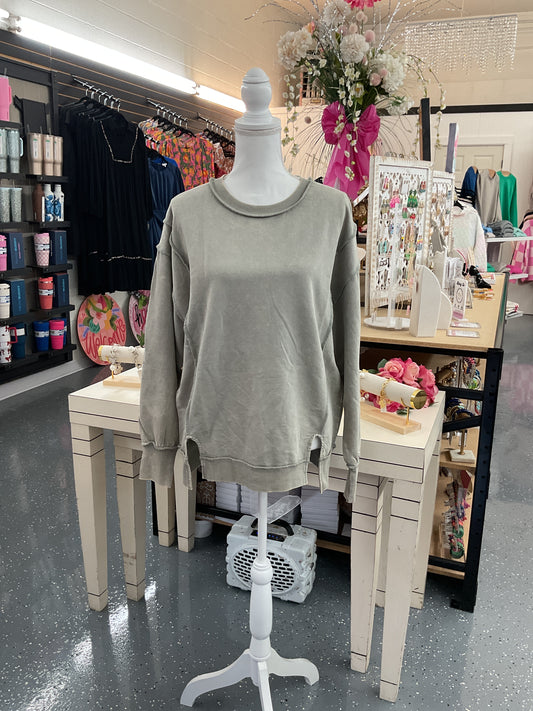 Acid Wash FT Exposed Seam Sweatshirt Sleet