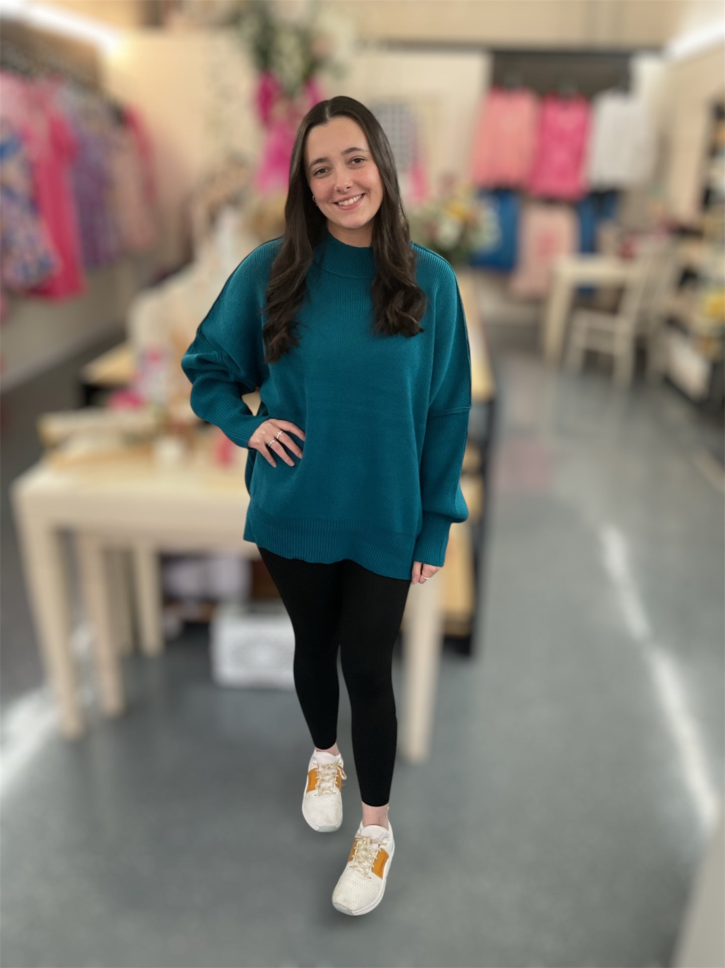 Ocean Teal Ribbed Sweater