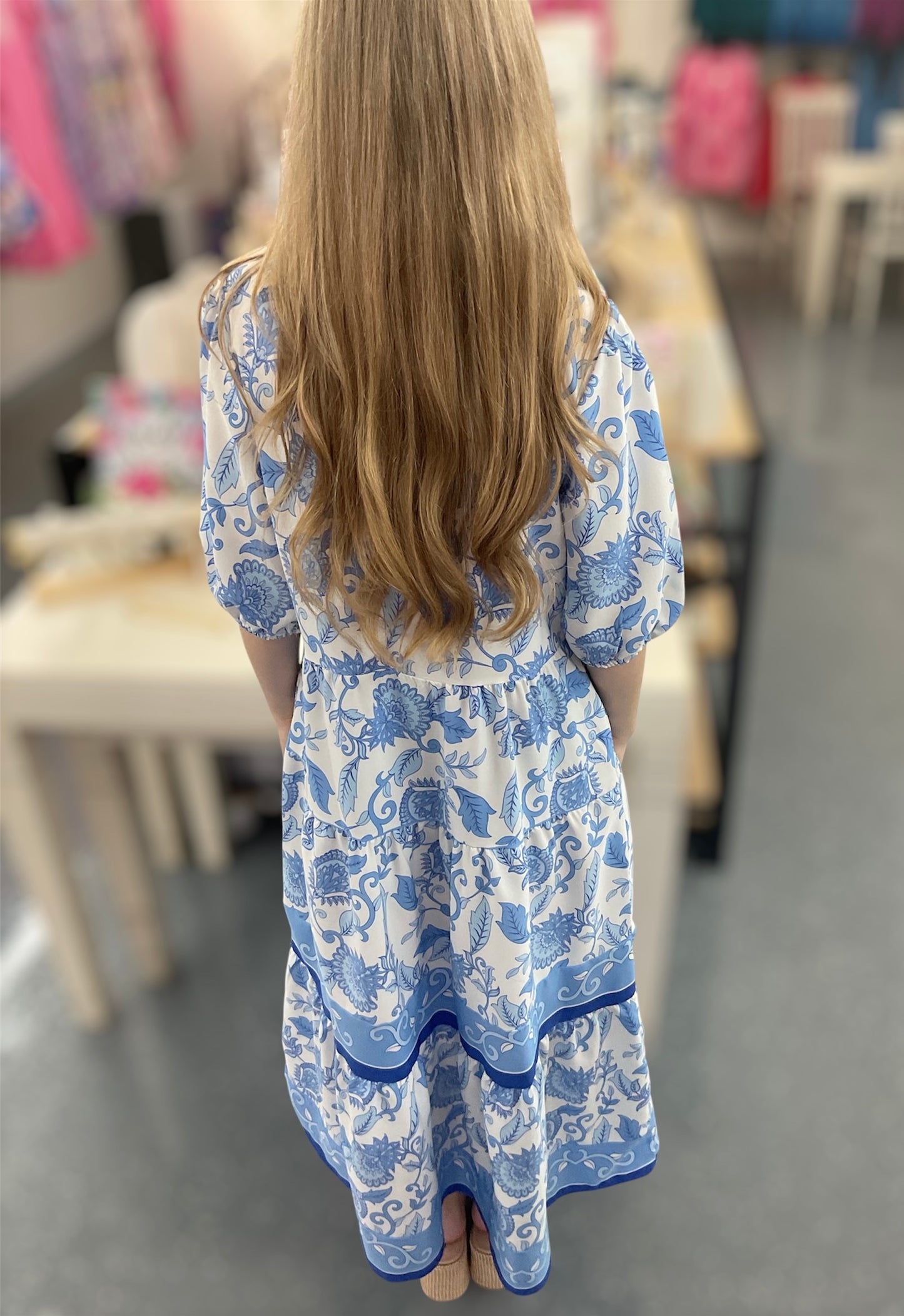 MS Blue Porcelain Vine Dress