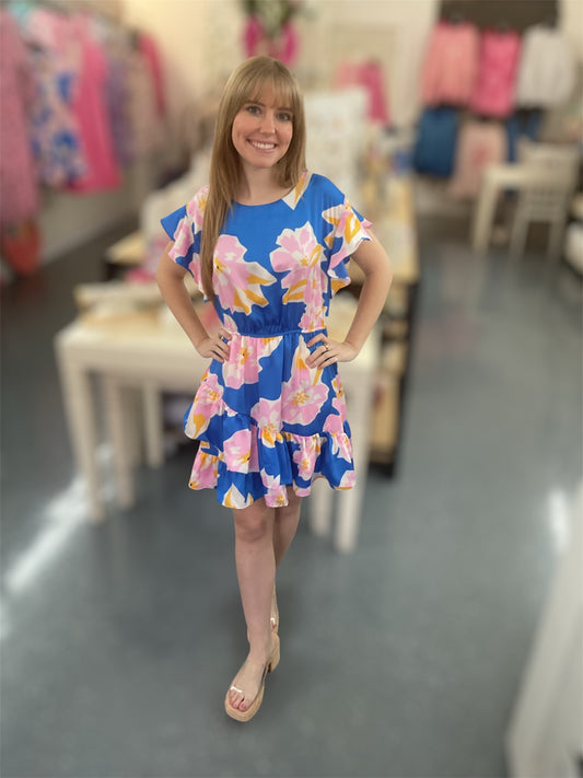 Blue Paradise Floral Dress