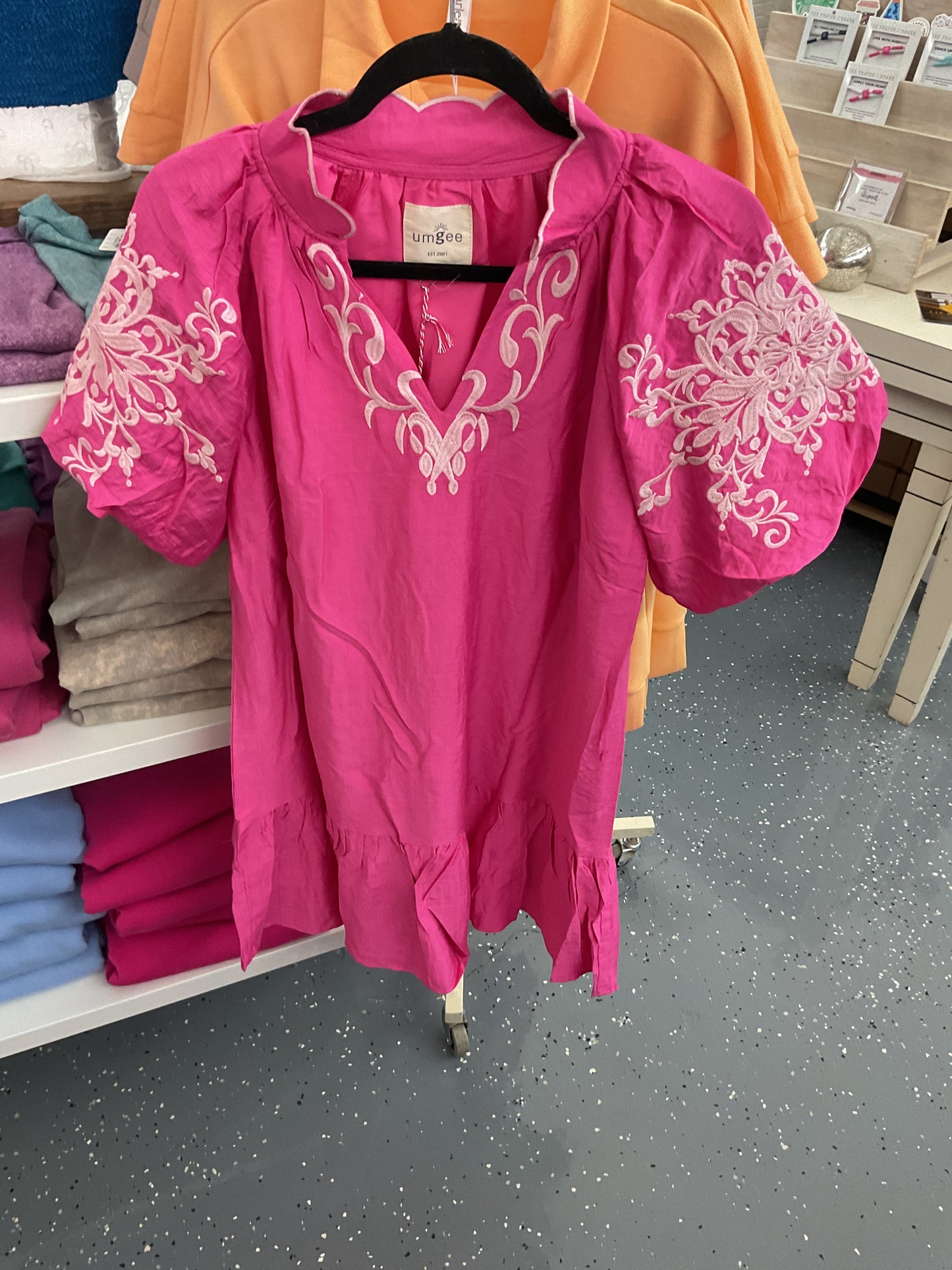 Fuchsia Bloom Embroidered Dress