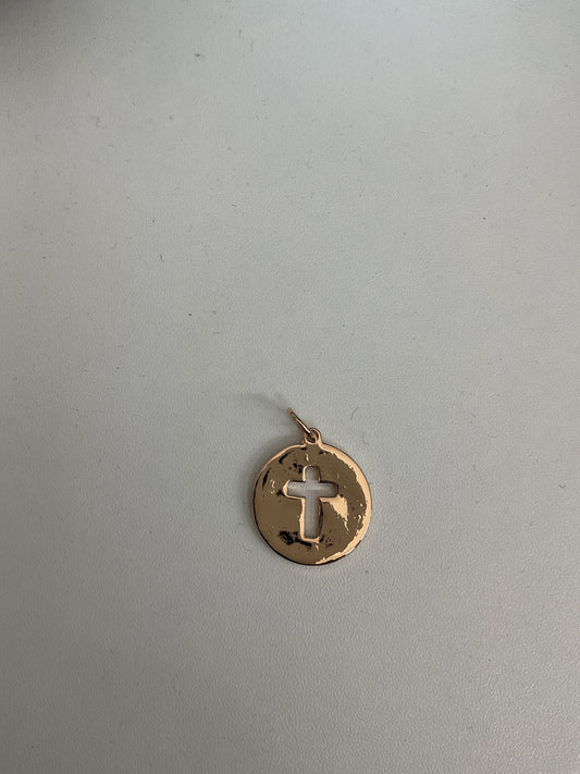 Cross Coin Charm Shiny Gold