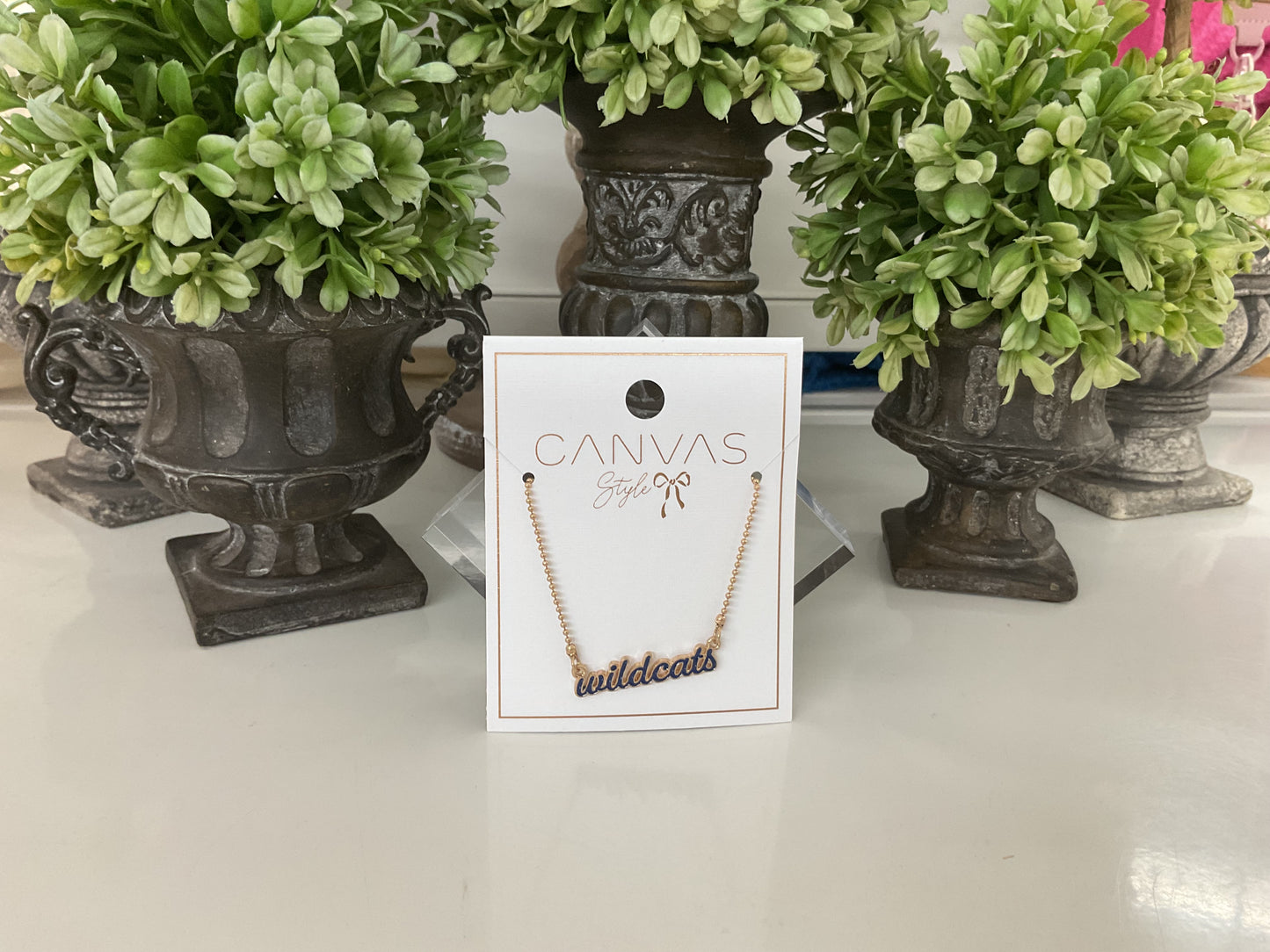 Kentucky Wildcats Enamel Script Necklace in Blue