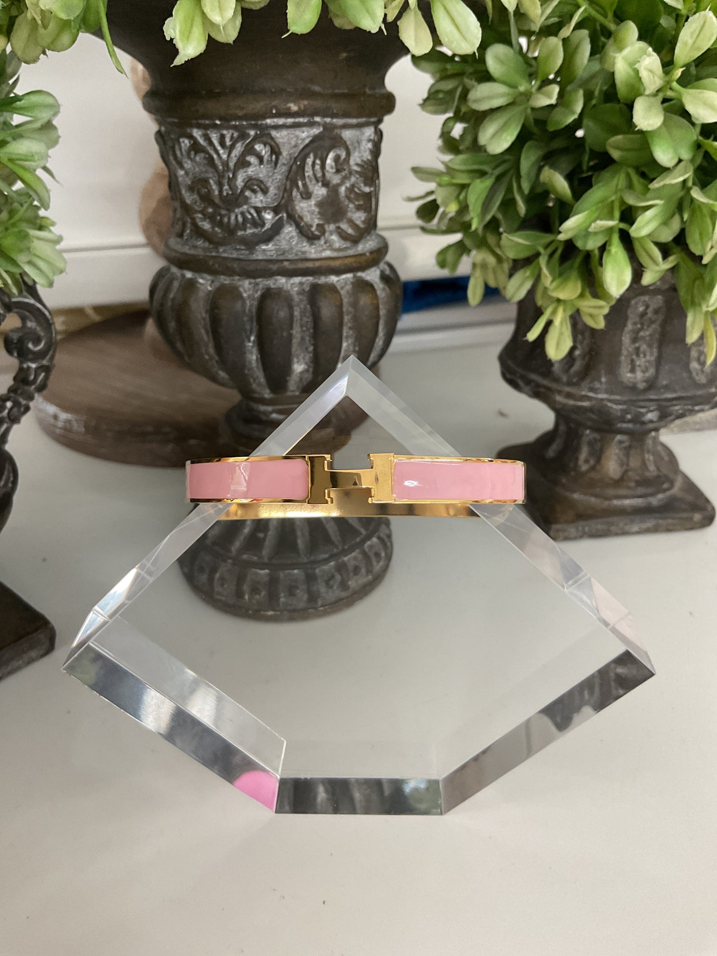 Light Pink Enamel Hinged Bracelet