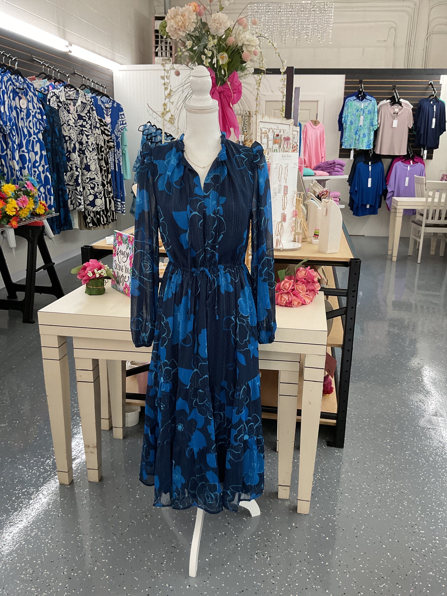 Midnight Bloom Chiffon Dress