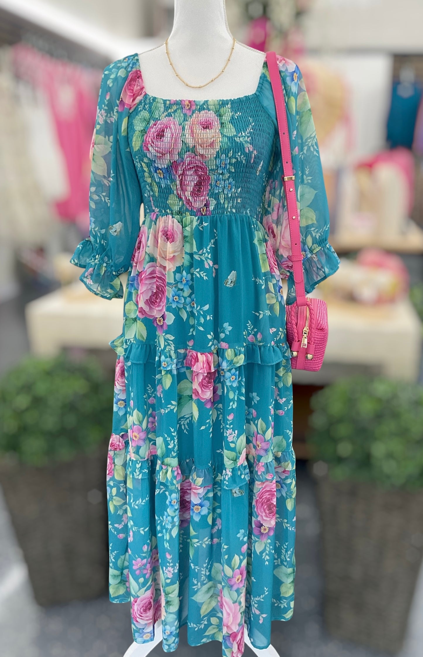 Teal Blossom Beauty Dress