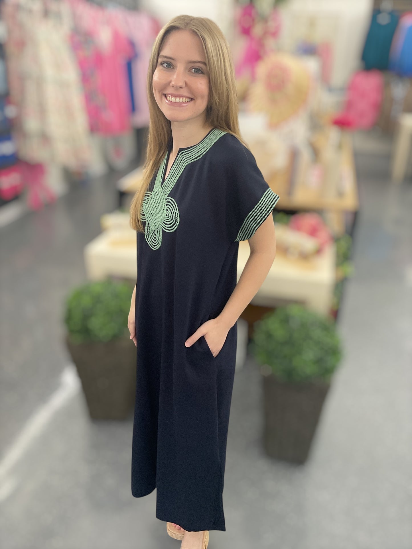 Midnight Harbor Embroidered Maxi Dress