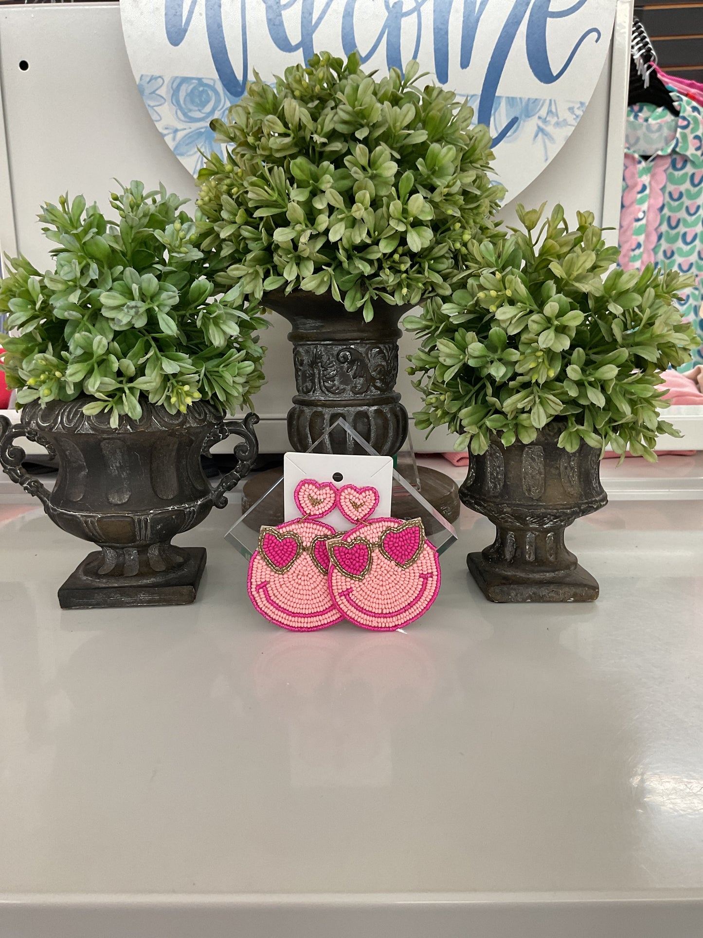 Pink Face with Heart Sunglasses Earrings