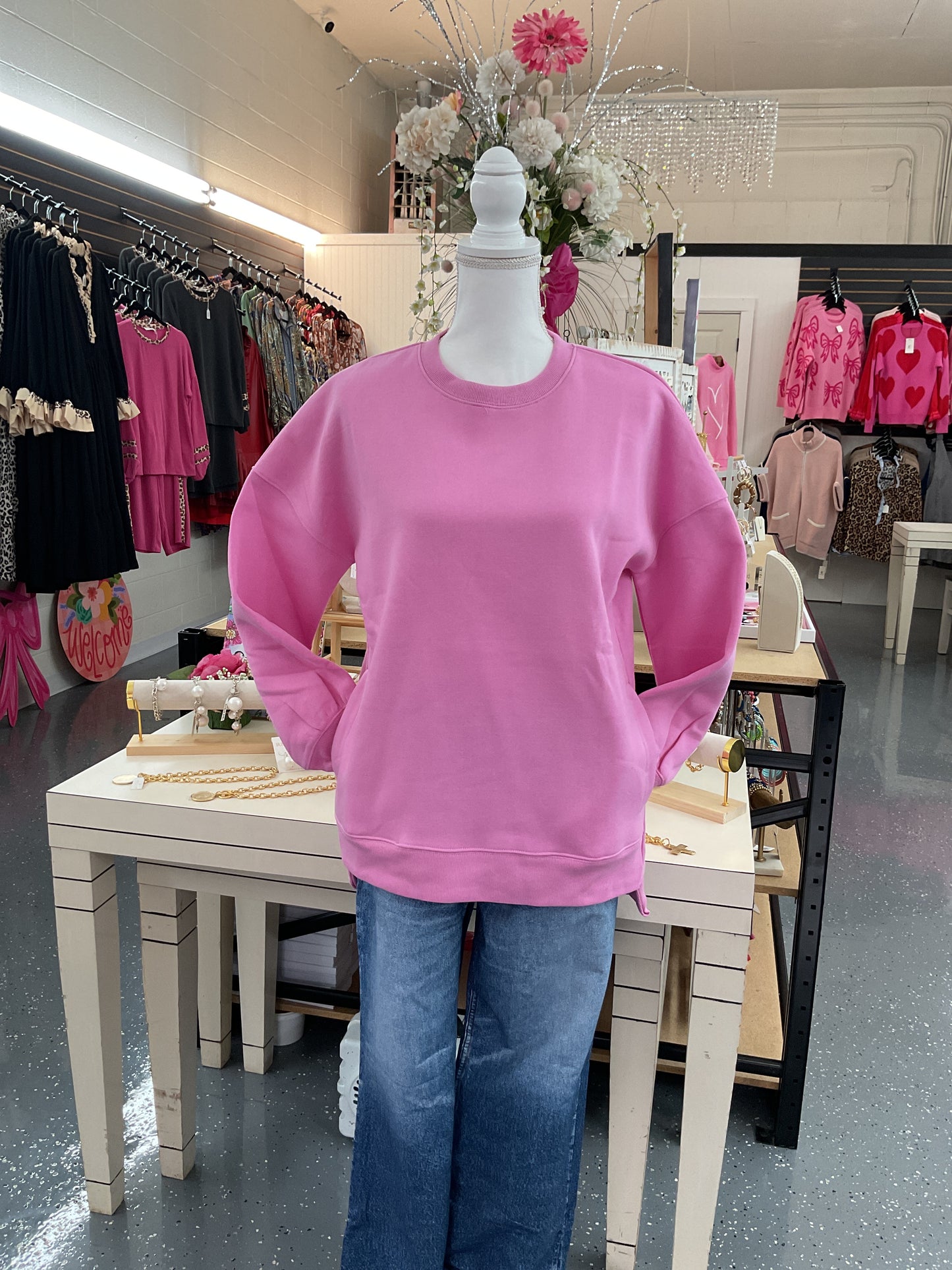 Hi Low Sweatshirt Candy Pink