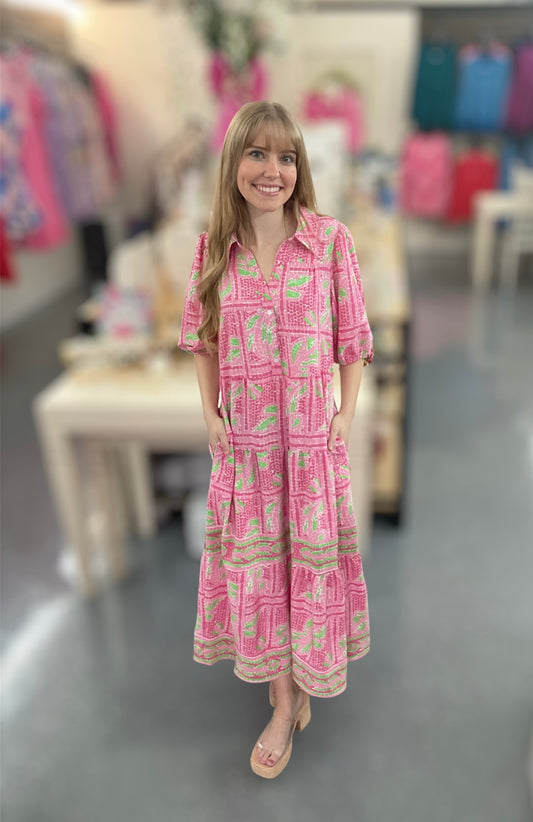 MS Pink Trellis Tiles Dress