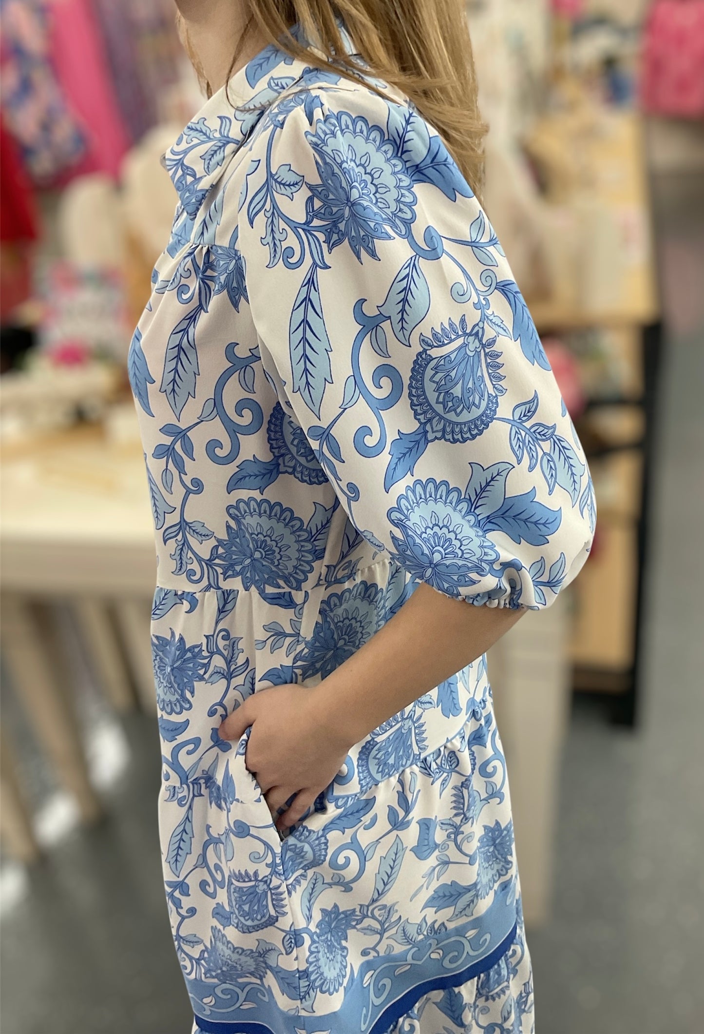 MS Blue Porcelain Vine Dress