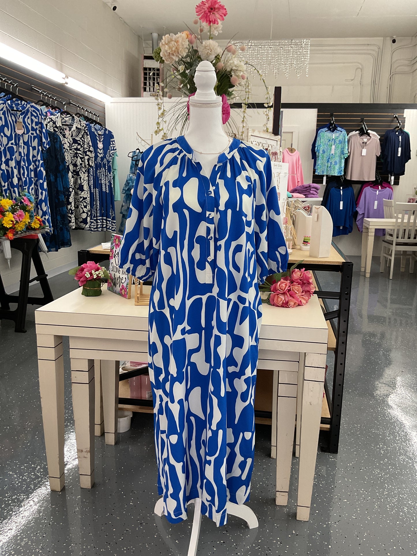 Blue Mirage Button-Front Midi