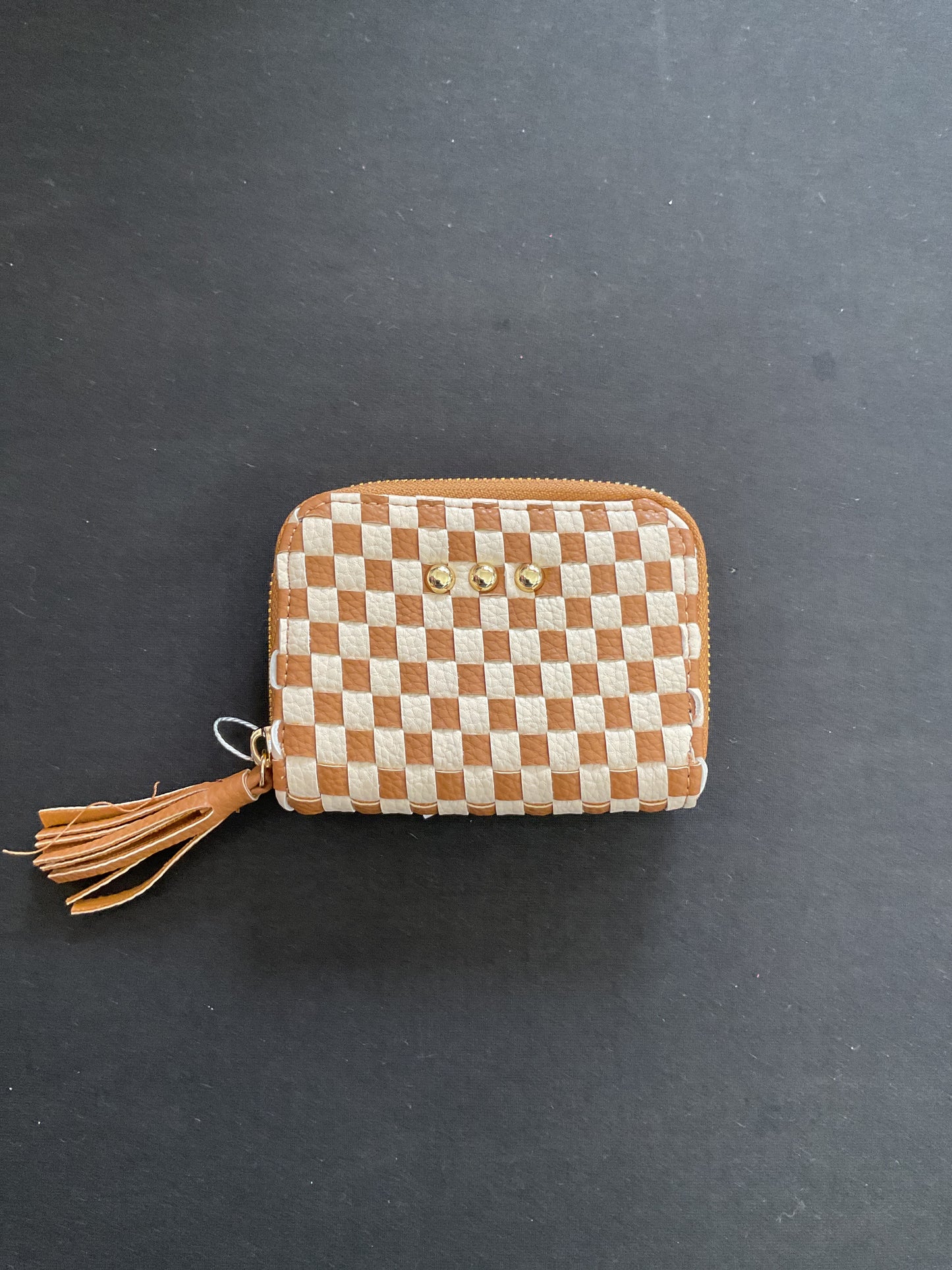 Wynona Woven Wallet Brown Checkered