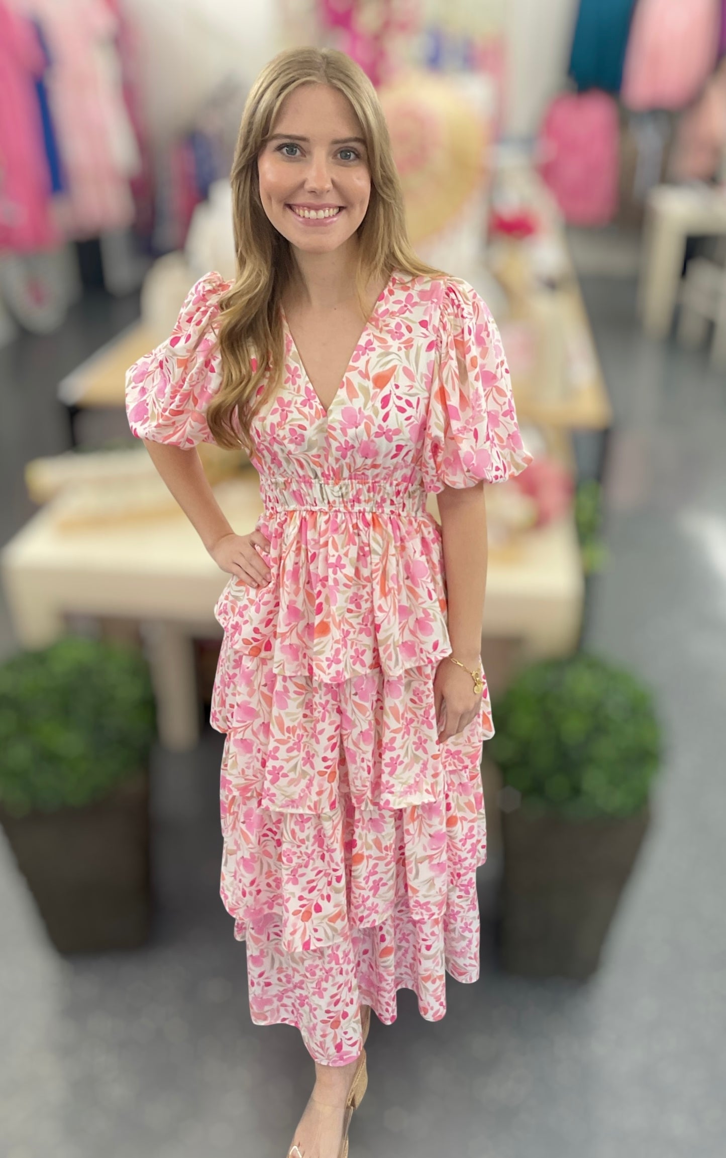 BR Blushing Petals Tiered Dress