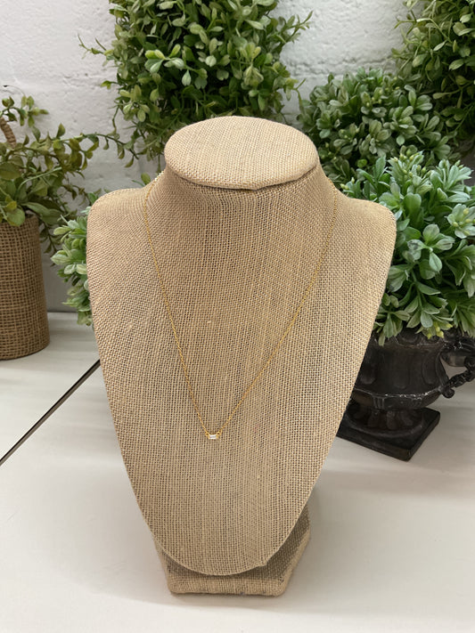 Gold Chain Necklace with Small Bar Pendant