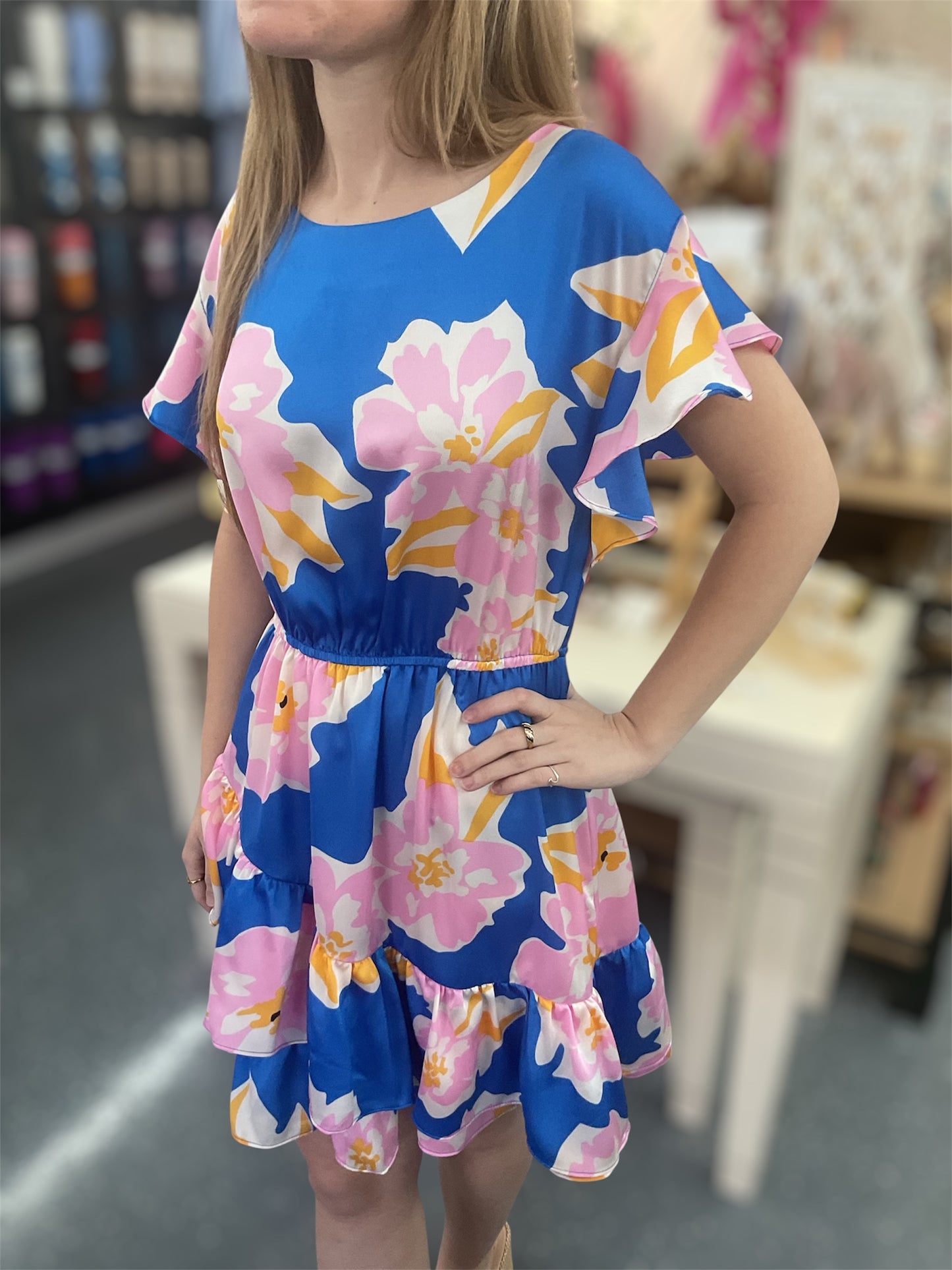 Blue Paradise Floral Dress