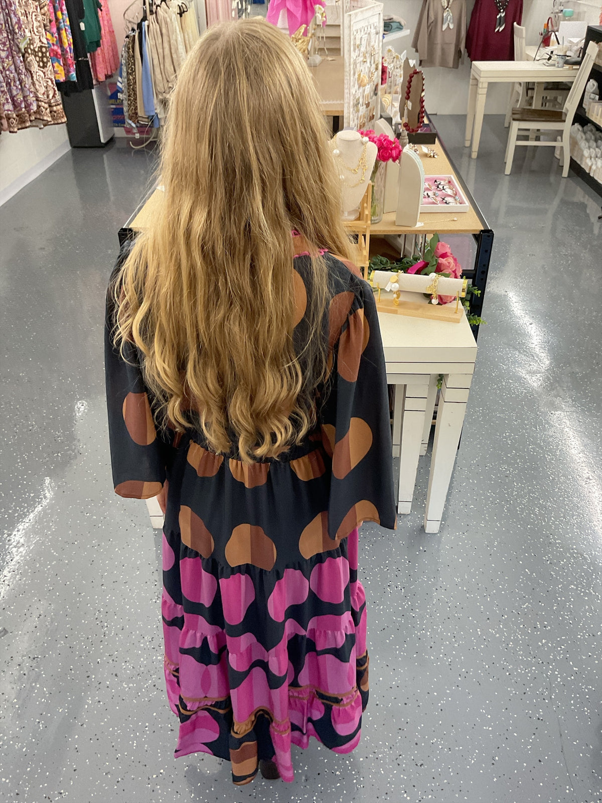 Brown and Pink Pop Polka Dot Dress