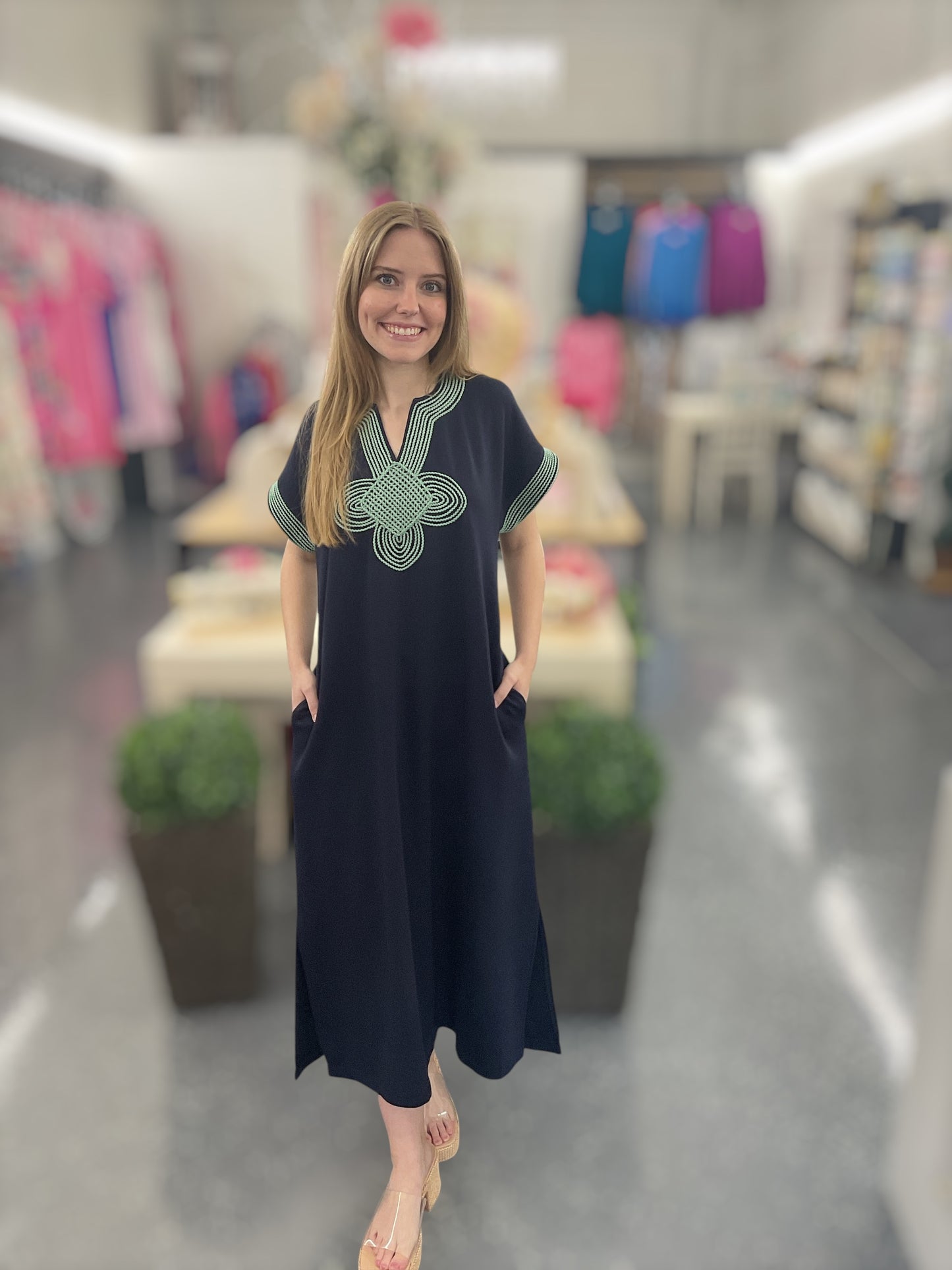 Midnight Harbor Embroidered Maxi Dress