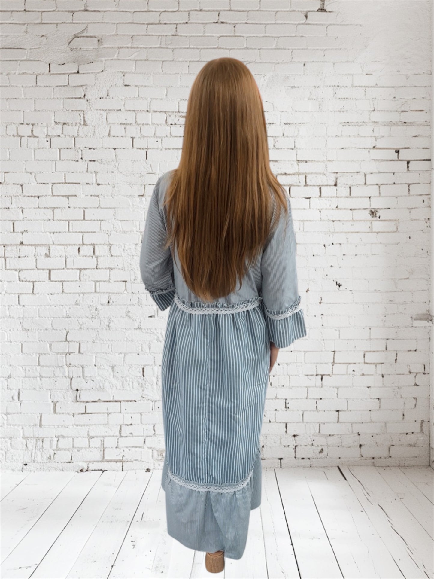 Denim Striped Maxi Dress
