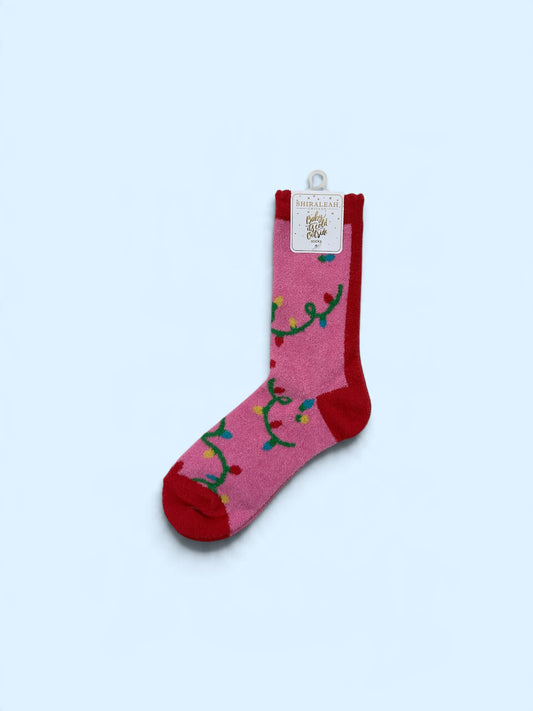 Pink String Lights Socks