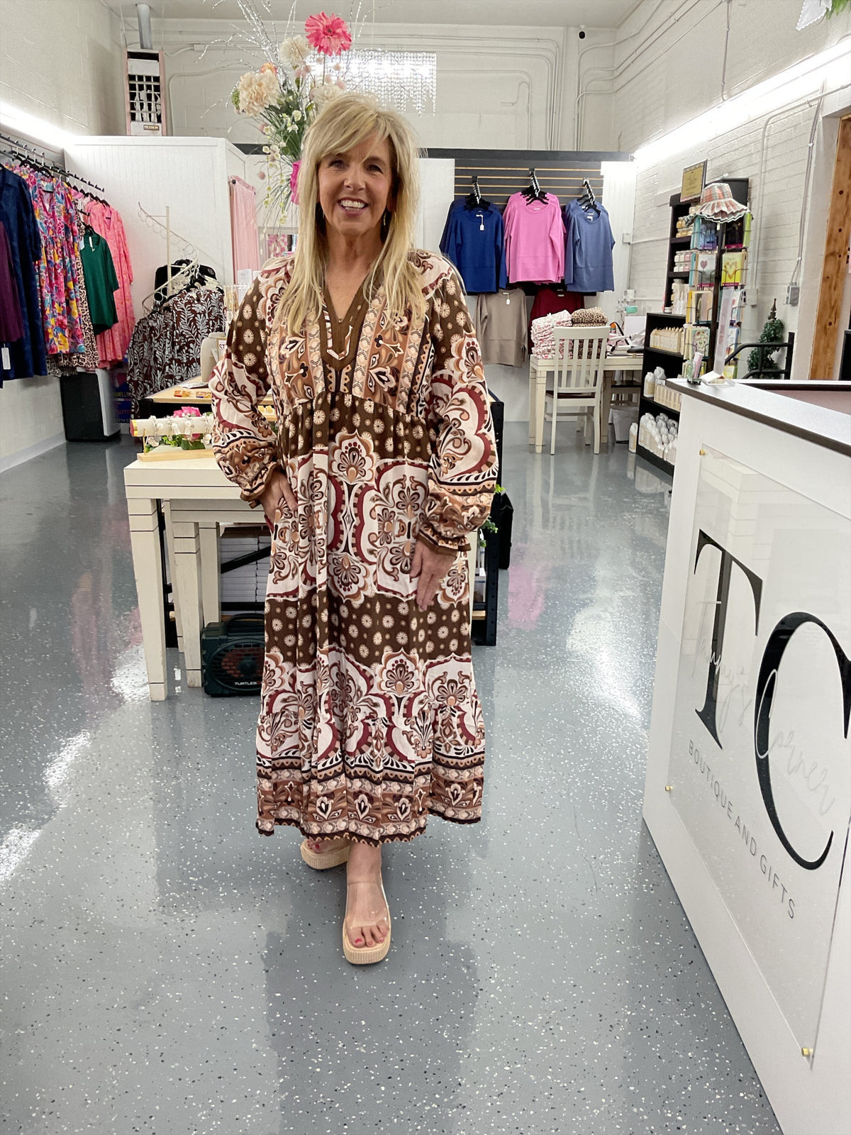 Bohemian Medallion Print Maxi Dress