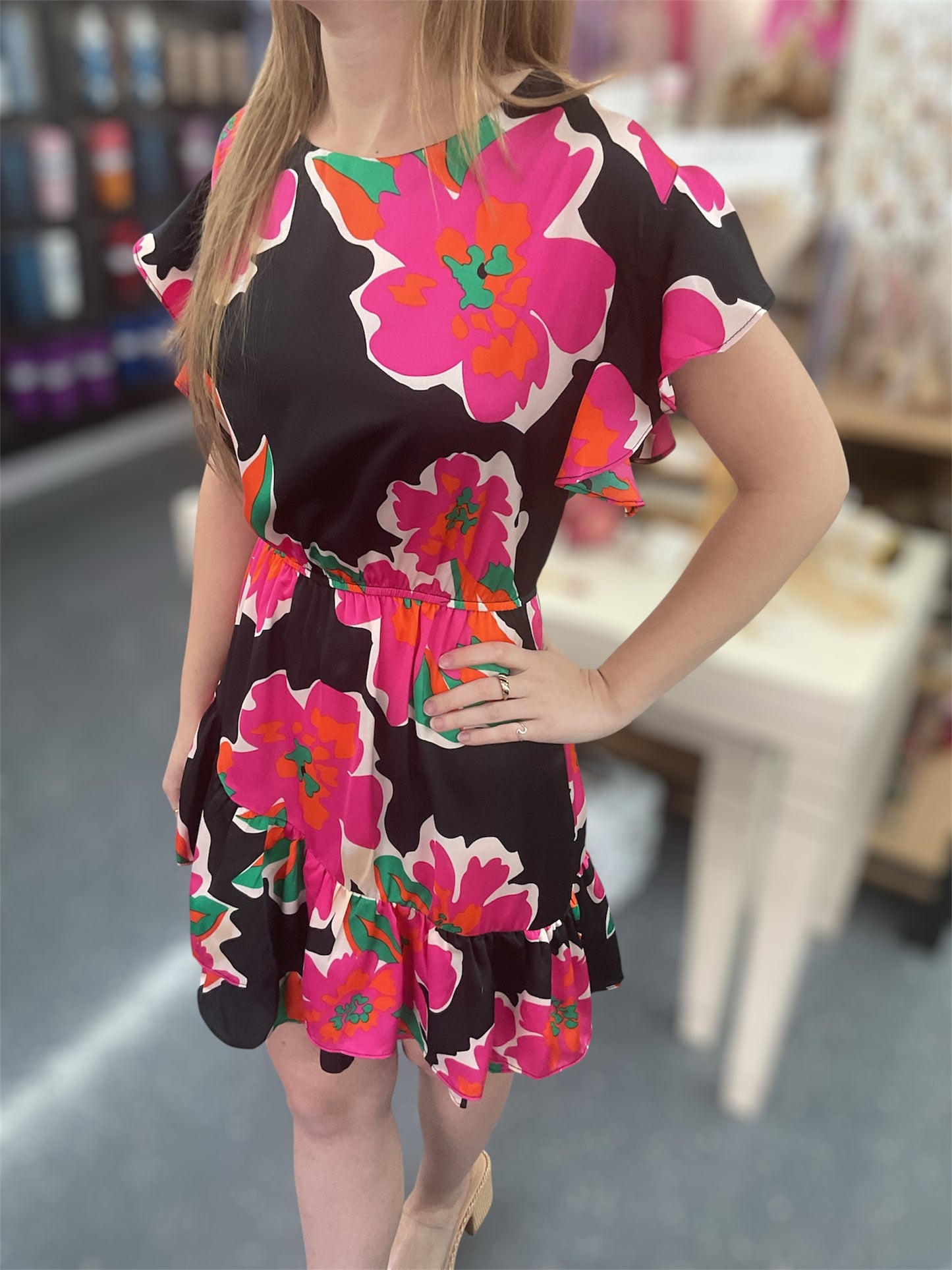 Black Paradise Floral Dress