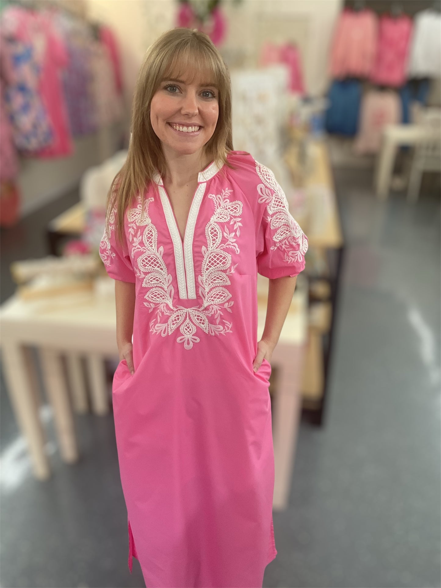 Pink Breeze Embroidered Tunic Dress