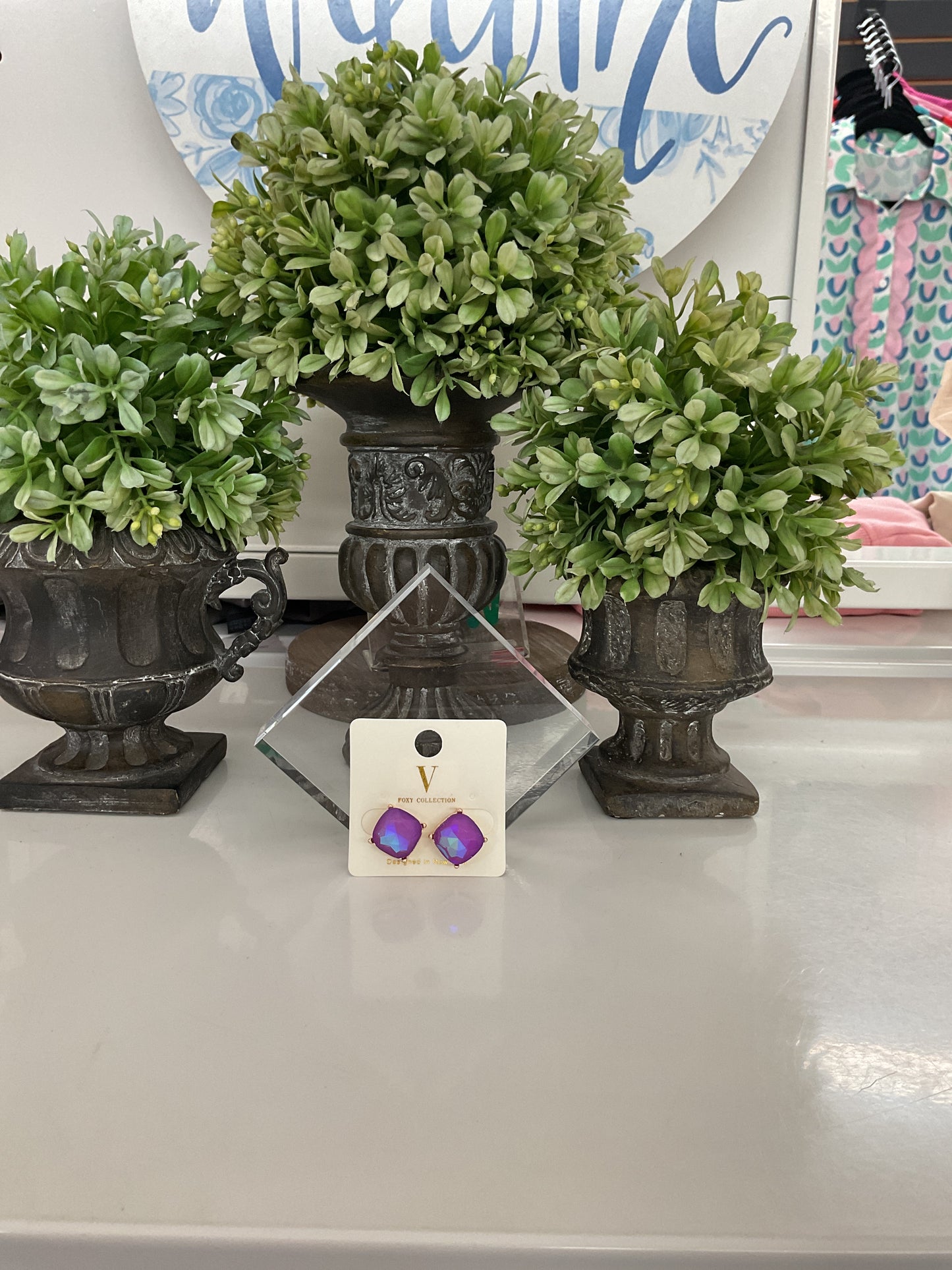 V Collection Gold Purple Earrings