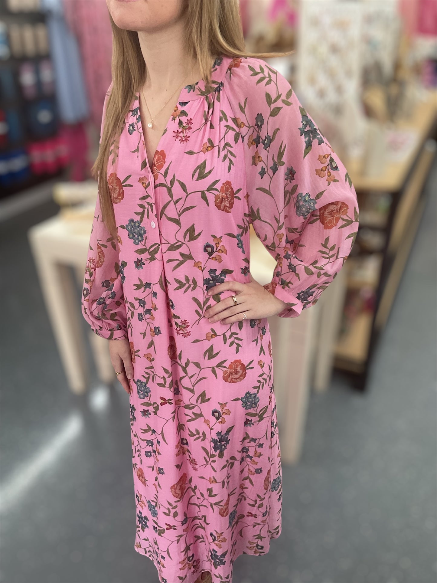 Blush Garden Floral Midi Dress