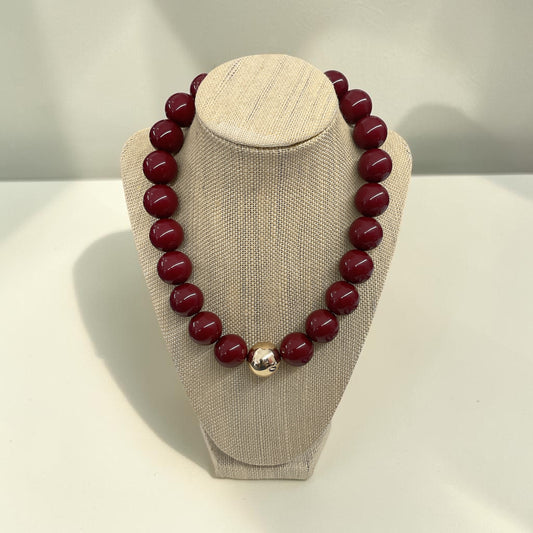 Maroon Marjorie Game Day Beaded Necklace