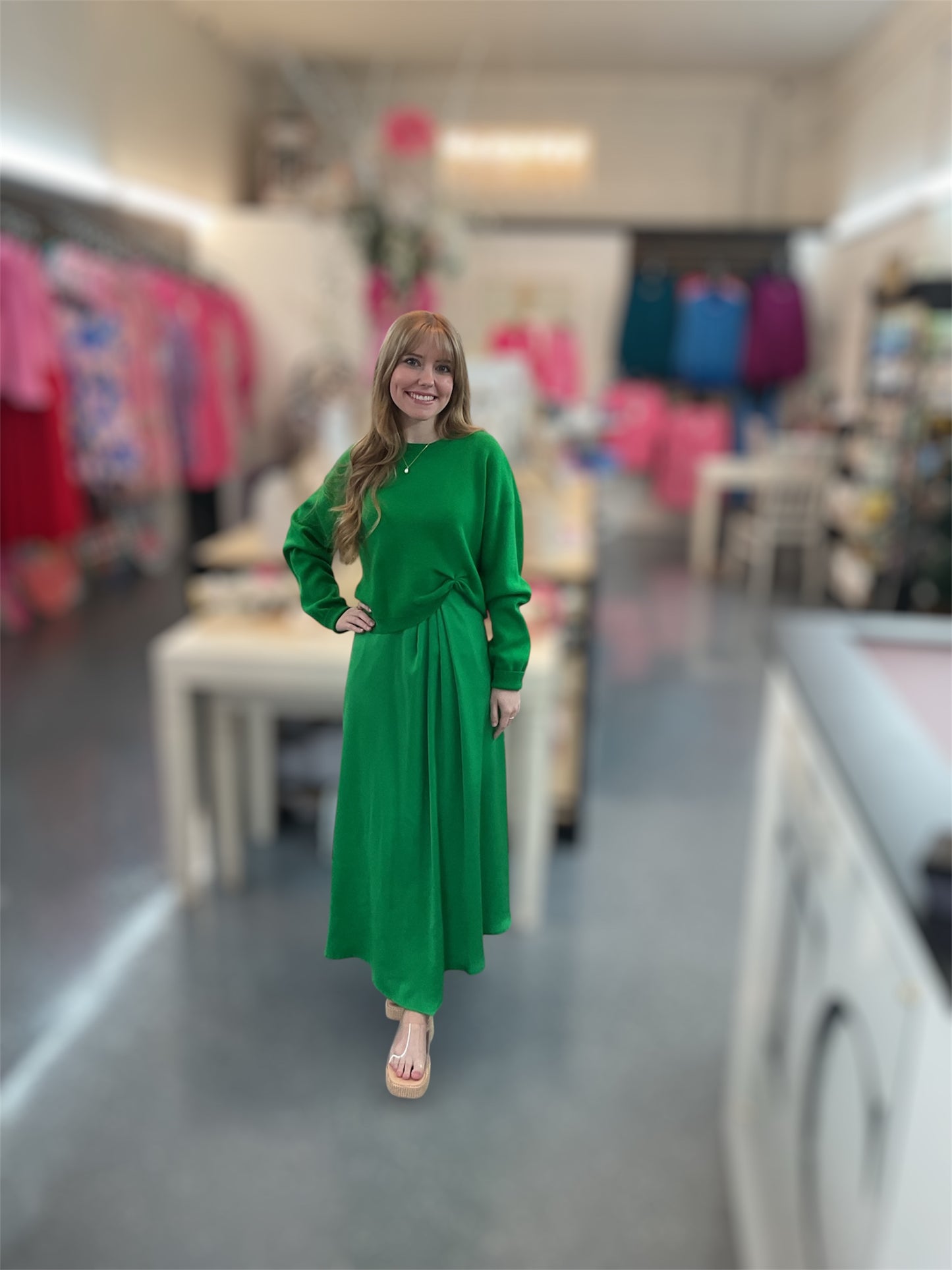 Emerald Ease Midi Dress